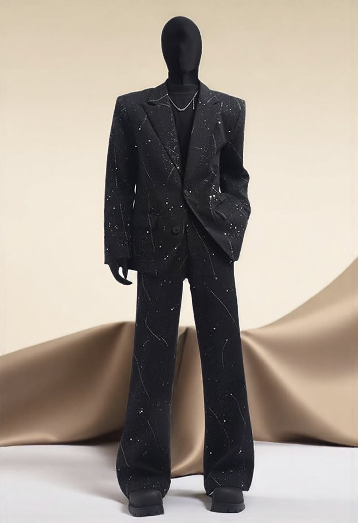 Black glitter-speckled suit